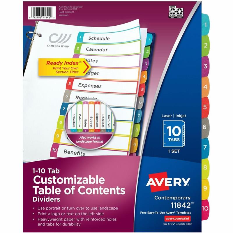 Image Ready Index® Customizable Table of Contents Dividers