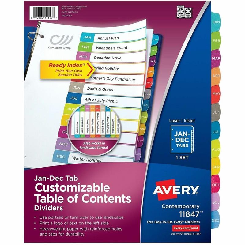Image Ready Index® Customizable Table of Contents Dividers