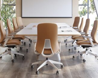 Board room with rolling chairs